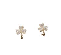Orecchini rotanti a forma di fiore in oro con fermaglio in zircone scintillante intarsio e ciondolo a forma di fiore da donna gioielli alla moda clip per le orecchie