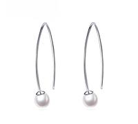 Orecchini Rotondi di Perle d'Acqua Dolce Naturali Vere per Le Donne Eleganti Gioielli in Argento Sterling 925 Bianchi