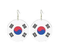 Orecchini rotondi in acrilico carino bandiera della Repubblica di Corea Stampa Orecchini pendenti rotondi alla moda leggeri, One Size, Acrilico, Nessuna pietra preziosa