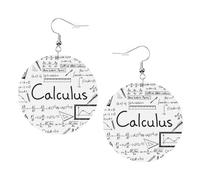 Orecchini rotondi in pelle con stampa geometrica matematica geek calcolo, eleganti e leggeri pendenti per donne e ragazze, taglia unica, in pelle, senza pietre preziose