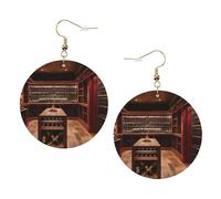 Orecchini rotondi in pelle per cantina di vino rosso, per San Valentino, attività di festival, moda da donna, Misura unica, Pelle sintetica