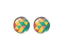 Orecchini rotondi in vetro orecchini geometrici-modelli colore bronzo caldo orecchini fatti a mano gioielli artigianali, (Italiano)