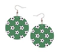 Orecchini rotondi stampati a forma di calcio per donne, 1 paio di orecchini in pelle leggera con buco set di gioielli alla moda regali per donne ragazze