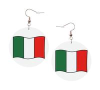 Orecchini rotondi stampati con bandiera italiana verde bianco rosso per donne, 1 paio di orecchini in pelle leggera set di orecchini alla moda gioielli regali per donne ragazze, One Size, Poliestere
