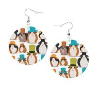 Orecchini rotondi stampati con illustrazione di porcellini d'India per donne, 1 paio di orecchini in pelle leggera set di orecchini alla moda gioielli regali per donne ragazze, One Size, Poliestere