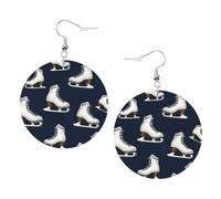 Orecchini rotondi stampati retrò a pattini a rotelle per le donne, 1 paio di orecchini in pelle leggera set di orecchini alla moda gioielli regali per donne ragazze, One Size, Poliestere