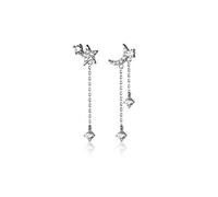 Orecchini S925, Orecchini Asimmetrici da Donna con Stella e Luna con Diamante, 925
