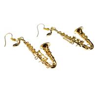 Orecchini Saxofono Miniblings Jazz Saxofonista In Oro + Scatola