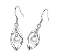 Orecchini scintillanti con perle rotanti e zirconi, eleganti ganci per orecchie pendenti progettati per donne moderne che cercano eleganza ganci per le orecchie resistenti alle allergie, 1, Metallo