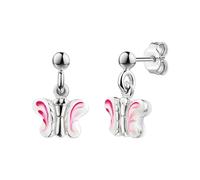 Orecchini Scout in argento sterling 925 rodiato farfalla smaltata rosa