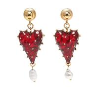 Orecchini semi-trasparenti con nappe a cuore rosso da donna, design a forma di amore romantico, gioielli in lega alla moda dolce, graziosi ornamenti giornalieri per l'orecchio