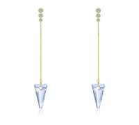 Orecchini semplici da donna, orecchini a perno blu pendenti con cristallo per zia festa della mamma, gioielli moderni, 70x10MM, Argento sterling, cristallo