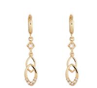 Orecchini semplici per le donne, orecchini pendenti in oro e forma ovale cava con zirconia cubica 8 x 39 mm per gioielli di Capodanno lesbiche popolare, 8x39MM, base placcata oro rosa, Zirconia cubica