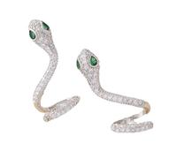 Orecchini Serpente per Donne, Zirconia Cubica Climber Orecchini, Occhio di Smeraldo Serpe Rampicante Ear Cuff, 2.6cm Micro Pavé Argentato, Gioielli per Moda Quotidiana Edgy