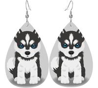 Orecchini Siberian Husky Puppy Confortevoli Orecchini In Pelle Stampa Ciondolo Orecchio Per Bambina Mamma Decorazioni
