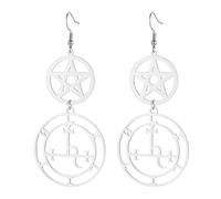 Orecchini Sigillo di Lilith per donna Orecchini pendenti gotici con dea Lilith Sigillo dei demoni Simbolo di Lucifero Mitologia Gioielli pagani Regali (Pentagramma Lilith in argento)