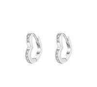 Orecchini Silber Creolen Klein Set, Ohrringe Silber 925 Elegant Herz mit Rundschliff Weiß Zirconia