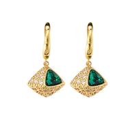 Orecchini Smalto Verde Smeraldo Placcato Oro 18K con Poste in Argento 925-Eleganti Gioielli alla moda per le Donne, Perfetto per le Feste, Abbigliamento quotidiano