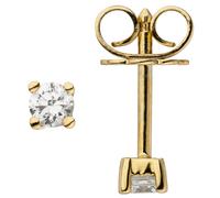 Orecchini Solitario Con 2 Diamanti Brillanti, Oro Giallo 585, Donna