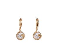 Orecchini sospesi, orecchini pendenti in pietra dorata e zirconi ovali, 12 x 26 mm, per donne gioielli da sposa