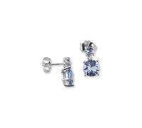 Orecchini Sovrani da donna della collezione Luce. Orecchini in argento 925 con cubic zirconia e zirconi acquamarina, il gioiello ha la misura di: cm 1,5. La referenza è: J8335