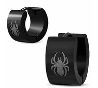 Orecchini Spider Hoop Huggie IN Acciaio Inossidabile Nero (Coppia)