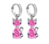 Orecchini Sposa Perle rotondi in acciaio inossidabile Orecchini creativi Orecchini di pendenti con diamanti per le donne (Pink, One Size)