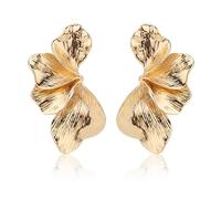Orecchini Statement per Donna, Orecchini Statement in Oro Massiccio per Donna Fiore a Forma di Ventaglio in Oro Foglia Conchiglia Orecchini con Ali d'Angelo Orecchini Boho per Donna