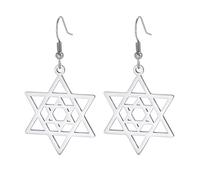 Orecchini Stella di David Per Donna Acciaio Inox Esagramma Registrazione Ebraica Diamante Blu Orecchini Pendenti Rotonda Stella Megan Gioielli Ebraica, talla única, Acciaio inossidabile, no