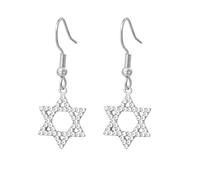 Orecchini Stella di David per donna Orecchini Stella ebraica esagramma a sei punte Croce cristiana Gioielli religiosi ebraici Israele Hanukkah Regalo (Argento)