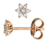 Orecchini Stella Stelle Con 14 Diamanti Brillanti 585 Oro Rosso Orecchini