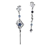 Orecchini Stelle Lune con Pietre Scintillanti e Graziose Catene | Pietre zirconi scintillanti e accenti con dettagli fluidi, tradizionale ornamento con ciondolo