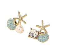 Orecchini Stelle Marine Bullone Con Zircone E Perle Di imitazione Lega Regali Gioielli Marina Tema Orecchino Orecchini Asimmetrici Per Le Donne, Taglia unica, come descritto