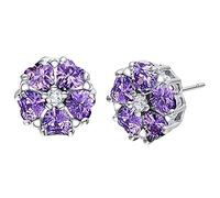 Orecchini Stud per Le Donne 925 Gioielli a Forma Di Cuore Pietre Preziose a Forma Di Cuore Cinque Cuore Femmina Studs Festa Di Anniversario, LYLSSSDH, il Purple