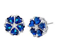 Orecchini Stud per Le Donne 925 Gioielli a Forma Di Cuore Pietre Preziose a Forma Di Cuore Cinque Cuore Femmina Studs Festa Di Anniversario, LYLSSSDH, il Royal Blue