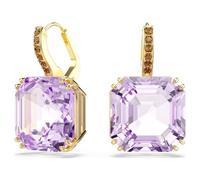 Swarovski Orecchini pendenti Millenia, Taglio squadrato, Viola, Finitura oro 18K