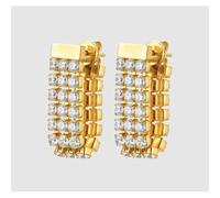 ORECCHINI TENNIS DONNA IN ACCIAIO IP GOLD CON ZIRCONI BIANCHI