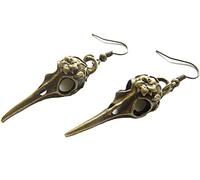 Orecchini Teschio Corvo. Orecchini di corvo in bronzo antico. il cranio dell'uccello orecchini.raven ciondola gli orecchini.Disponibili e professionali.