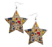 Orecchini tribali africani in tessuto di fango da donna, orecchini pendenti a forma di stella scintillante, gioielli alla moda per una serata fuori, One Size, Pelle