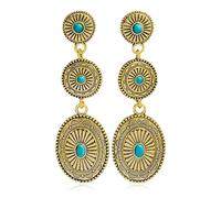 Orecchini turchesi occidentali per le donne oro stile mucca abiti country concerto abbigliamento accessori, Zinco, Nessuna pietra preziosa