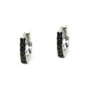 orecchini tutto argento 925 cerchi anelle piccoli 12,5 mm 6 zirconi bianchi neri