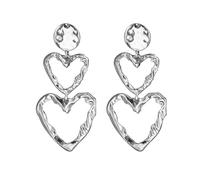 Orecchini unici a forma di cuore increspato moderno con texture metallica, accessori alla moda, orecchini in lega dal design unico per le donne, One Size, come descritto, come descritto