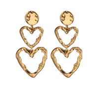 Orecchini unici fatti a mano a forma di cuore increspato moderno con texture metallica accessori per le orecchie accessori alla moda orecchini in metallo a forma di cuore, Misura unica, come descritto