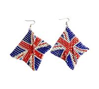 Orecchini Union Jack, orecchini in metallo con maglia di alluminio, blu rosso bianco, orecchini patriottici, decorazione della bandiera commemorativa dei 70 anni di gloriosi anni., Alluminio