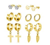 Orecchini Uomo Oro Cerchio Orecchini Acciaio Chirurgico 6 Coppia Orecchini Cerchio Oro Piccoli Punto Luce Orecchini Piercing Cross Orecchini Set Orecchini Pendenti per Uomini Donne