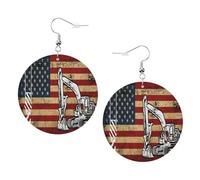Orecchini Usa Flag Heavy Equipment Operator Stampa Orecchini In Pelle Confortevoli Waterdrop Di Orecchino Di Cuoio Per Mamma Festa Bambina