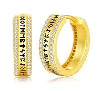 Orecchini Vichinga da Uomo Donna Argento Sterling 925, Orecchini Cerchio con Rune Vichinghe Gioielli Amuleto Nordico