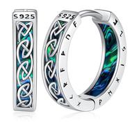 Orecchini vichinghi in argento sterling 925 e rune nordiche, orecchini a cerchio ipoallergenici, regalo per uomo e donna, 15 mm, Argento sterling
