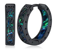 Orecchini vichinghi in argento sterling 925 e rune nordiche, orecchini a cerchio ipoallergenici, regalo per uomo e donna, 15 Millimeter, Argento sterling