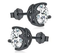 Orecchini Vichinghi in Argento Sterling 925, Orecchini a Bottone con Nodo Celtico Neri per Uomo, Vichinga Gioielli Nordiche Regali per Uomo Donna